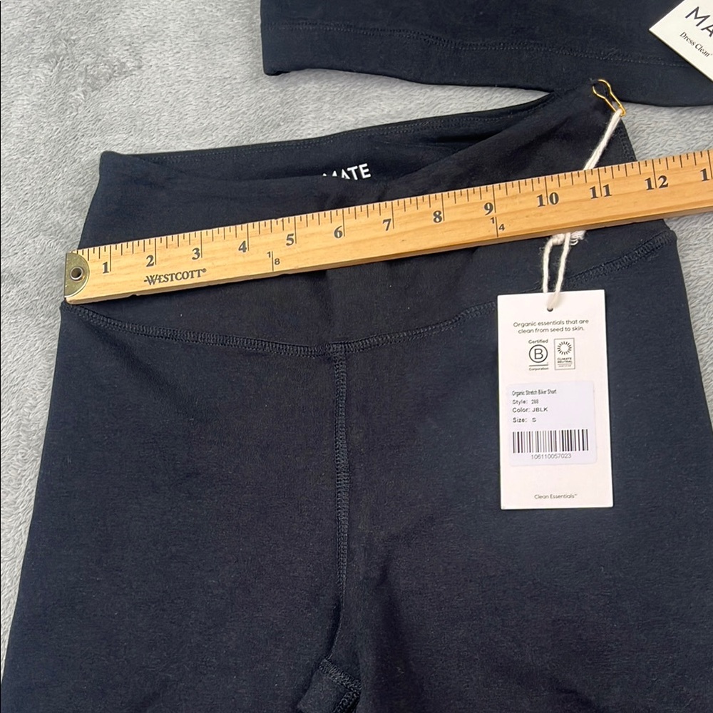 NEW MATE The Label S Organic Cotton Stretch Black Sports Bra and‎ Shorts Set - Picture 6 of 13